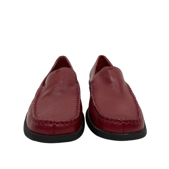 High Sierra | NWOB Meredith Red Leather Square Toe Y2K Comfort Loafers - Picture 2 of 9